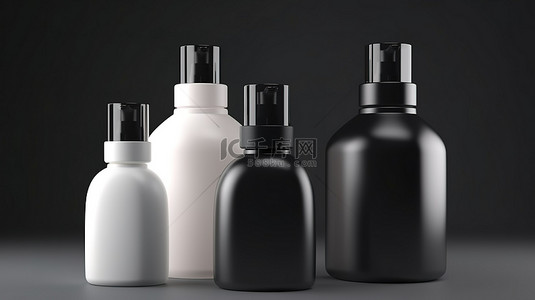 3d 渲染中护肤品的空白瓶包装