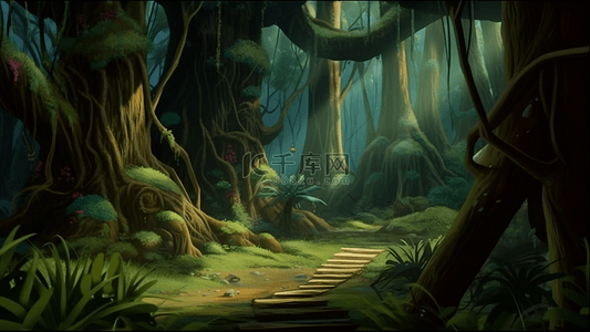 森林植物背景背景图片_森林树神秘背景