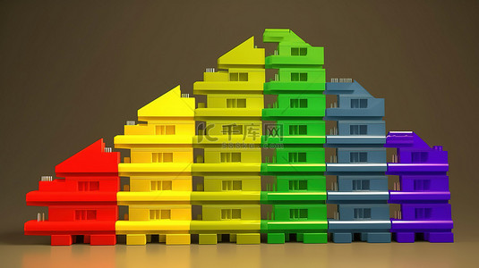 家居环境插画背景图片_3d 渲染中的房屋能源标签