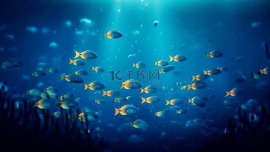 海底世界卡通背景图片_海底鱼群透光背景