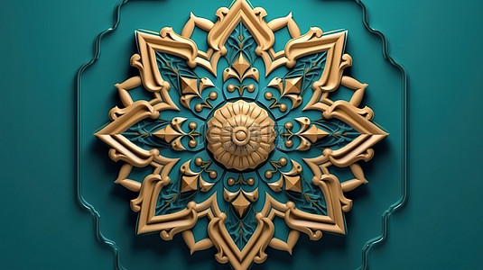 伊斯兰装饰和波斯装饰的 3D 插图