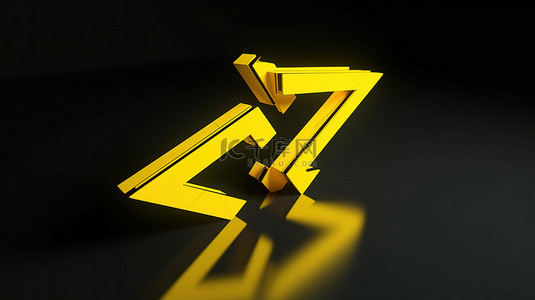 3d 渲染的黄色箭头轮廓图标用于重定向符号