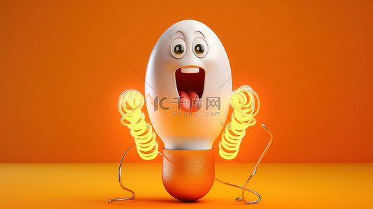 搞笑蛋形电灯泡的 3D 渲染