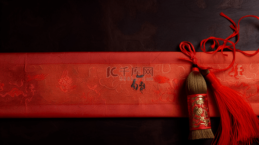 中国红色丝绸传统广告背景