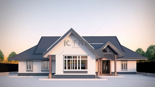 3D 渲染框架房屋建筑的外部建筑设计