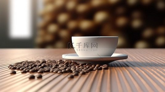 下午背景背景图片_桌上放着一杯芳香的咖啡，有足够的空间在 3D 环境中进行个性化设置