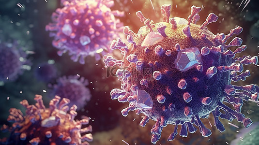 宿主生物体感染病原病毒的 3D 插图