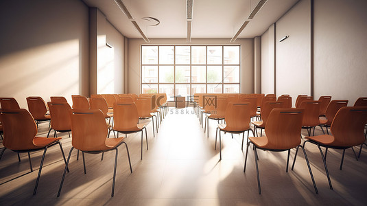 带椅子的会议室的 3d 渲染