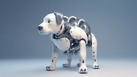 工业联网背景图片_3D 渲染中的未来人工智能和机器人犬伴侣