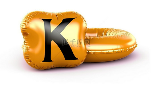 闪亮的金色充气字母 k 3d 渲染设计