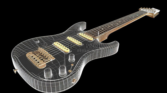 带线框的电吉他琴体结构 3D 模型