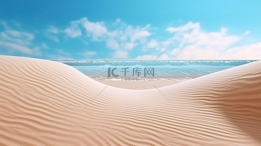 海滩壁纸背景图片_3d 渲染夏季海滩背景与沙壁纸