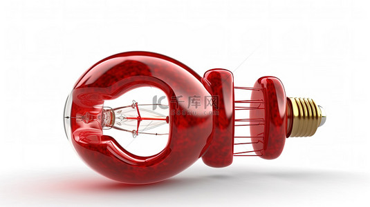 红色复古灯泡字母在白色 3D 渲染上形成一个孤立的新单词