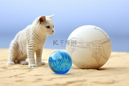 一只猫和小孩的塑料恐龙骨头和玩具