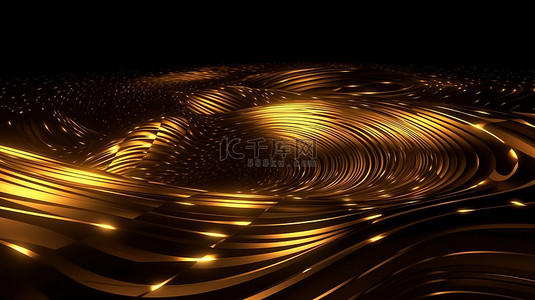 金色渐变发光背景图片_在 3d 渲染中具有发光照明的抽象金色渐变