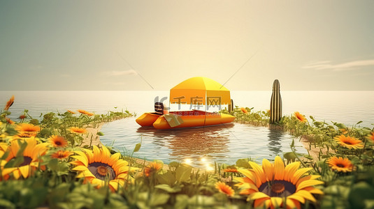 夏日祭祭背景图片_3d 渲染中夏日氛围的插图