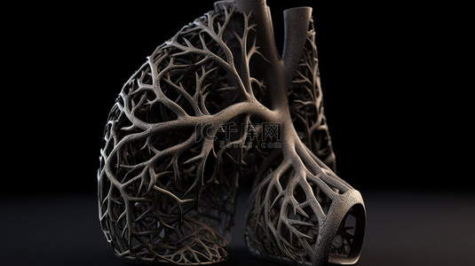 癌症医疗背景图片_3d 渲染中不健康的肺