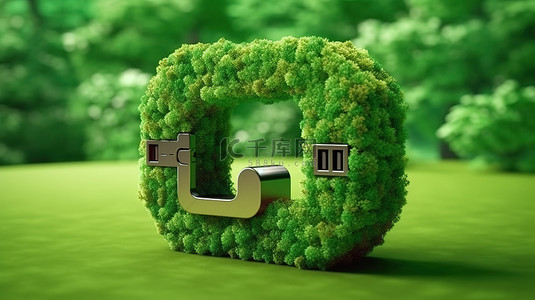 地球环境保护日背景图片_自然启发的绿色锁图标象征着环境保护