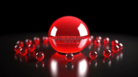 3D 渲染的白色背景展示了具有不同预测的红色魔球