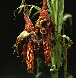 玉米须的玉米背景图片_藤上的玉米有很多毛