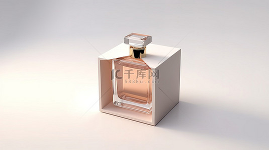 在坚固的盒子中用时尚的空白香水瓶为您的香水打上品牌 3D 插图
