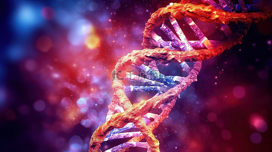 医学基因背景图片_彩色背景下 DNA 螺旋的充满活力的数字插图是现代医学的体现