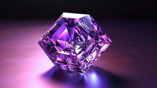 3D 渲染中的阿舍尔切割紫水晶宝石
