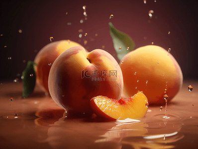 水果水花背景图片_桃子新鲜水果水花摄影广告背景