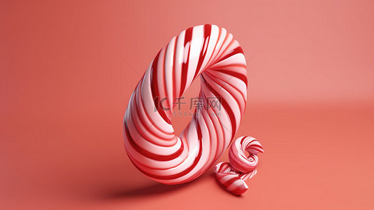 粉红色仙境中的糖果手杖 3d 渲染
