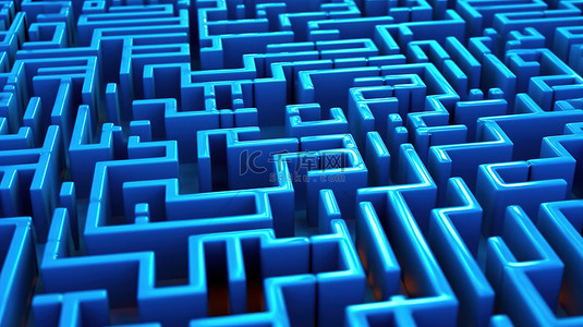 蓝色战略背景图片_从上面看蓝色箭头迷宫的 3D 渲染