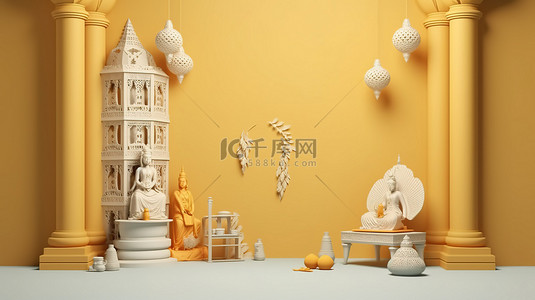 产品广告设计的 janmashtami 庆典的简约 3D 渲染