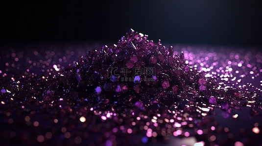 3d 渲染中闪闪发光和奢华的紫色背景
