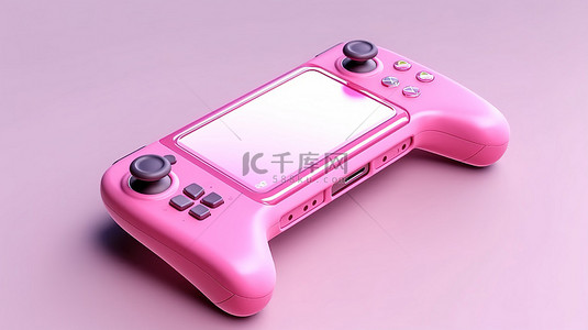 游戏机屏幕背景图片_粉红色游戏手机的 3D 渲染