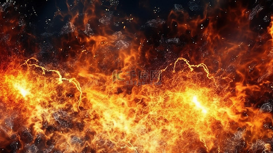 火光粒子背景图片_火火花在空中翱翔的 3D 插图，具有叠加背景