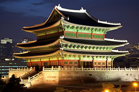 韩国首尔城市夜景 韩国首尔宫殿 Hanjeongdong jpg