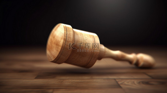 3d 渲染中的木制法官木槌