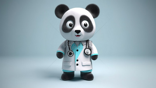 熊猫人表情包背景图片_3D 渲染中的熊猫医生，带有幽默的转折