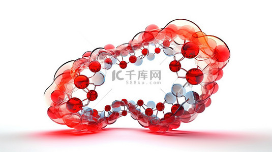 分子科技背景背景图片_在白色背景上分离的 dna 分子的 3d 渲染生物化学概念的描述