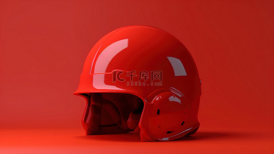 充满活力的背景突出了红色头盔的醒目 3D 渲染