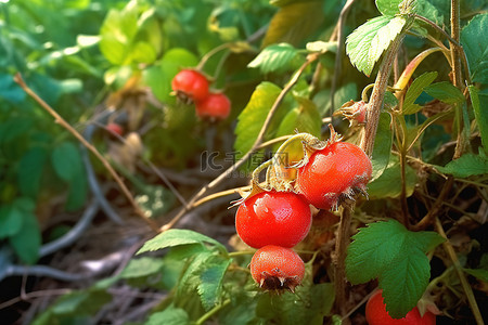 红树莓背景图片_成熟的红树莓生长在花园的灌木丛上