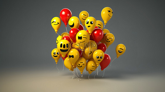 带有思考表情符号和评论图标的社交媒体气球符号的创新响应 3D 渲染