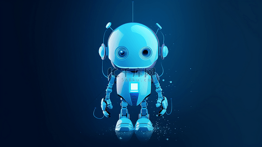 机器人蓝色可爱悬浮背景