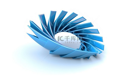 螺旋形箭头背景图片_白色背景的 3D 渲染，蓝色螺旋箭头扭转走向成功