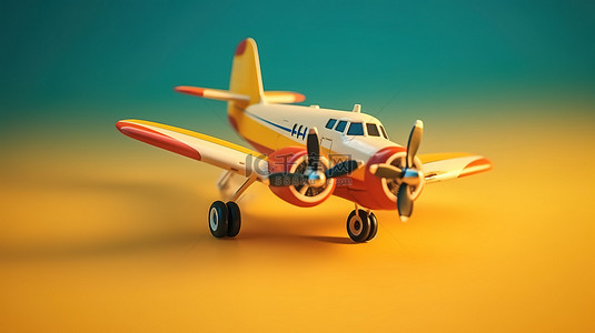 玩具飞机模型的简约 3D 渲染