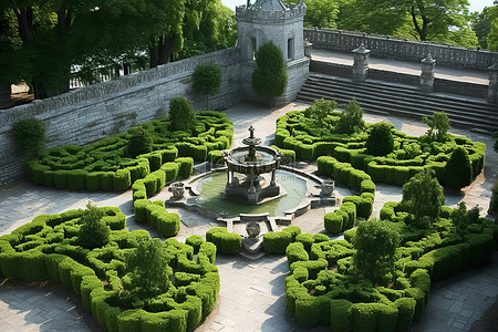 绿化景观背景图片_贝尔纳普城堡花园