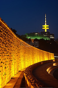 首尔城墙的夜景