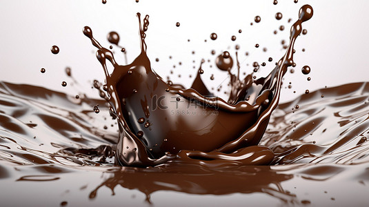 甜点世界背景图片_巧克力滴飞溅的 3d 渲染