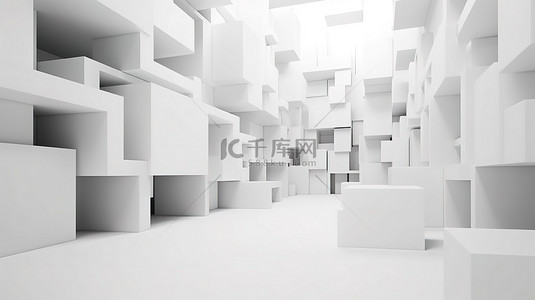 长角山羊背景图片_白色背景 3d 渲染图像上的抽象长立方角