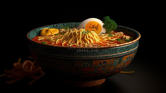速食食品背景图片_3D 渲染的拉面