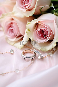 钻戒玫瑰背景图片_邀请函上的结婚戒指与玫瑰